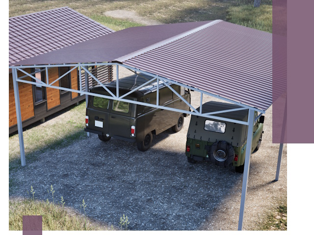 Двускатные навесы под ключ в Находке — изготовление и монтаж